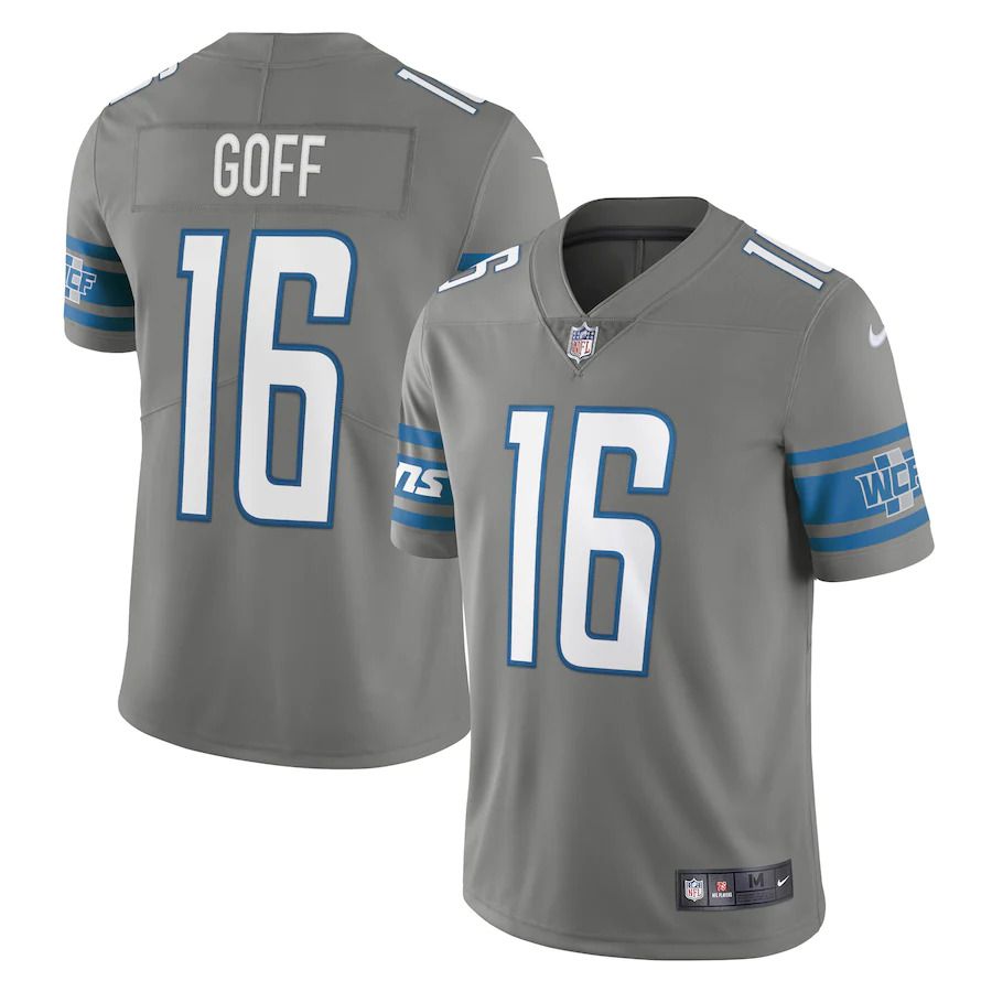 Men Detroit Lions #16 Jared Goff Nike Steel Alternate Vapor Limited NFL Jersey